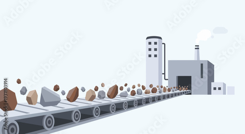 Illustration of a Conveyor Belt System in a Factory Setting.