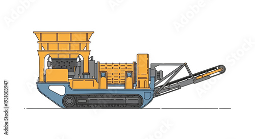 Illustration of a Tracked Mobile Crusher for Industrial Use.