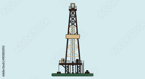 Illustration of an Oil Rig for Petroleum Extraction.