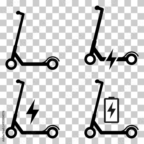 Set of Electric scooter icon, flat eco friendly transport, vehicle vector illustration .