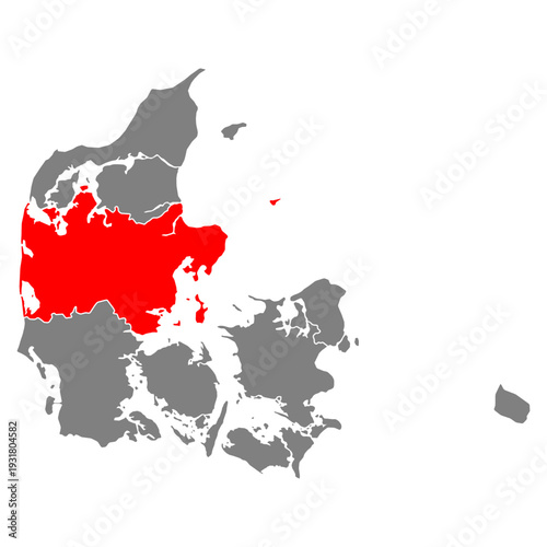 Central Denmark Region map shape, travel web flat concept icon vector illustration .