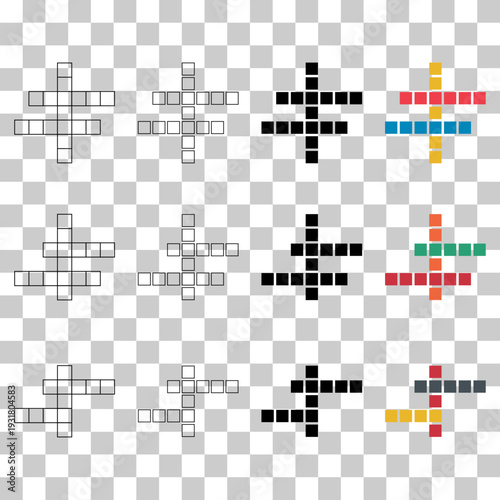 Set of Crossword concept icon, cross word graphic, web flat vector illustration .