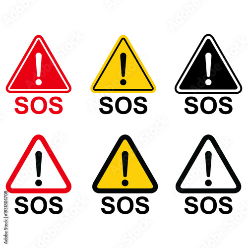 Set of SOS help icon, safety support alert design, save vector illustration .