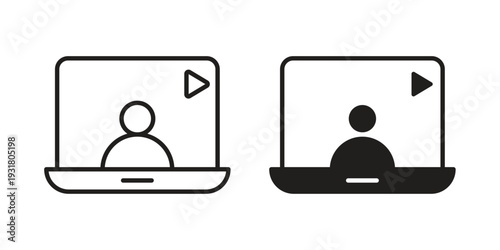 Webinar icon set. Linear style. Vector icons