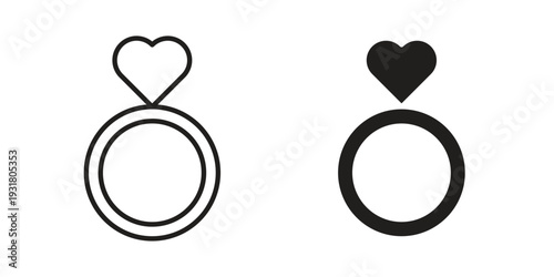 Wedding ring icon set. Linear style. Vector icons