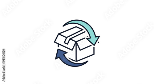 recycling symbol made from cardboard box.