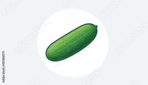 Detailed Green Cucumber Illustration. Fresh Vegetable Icon for Food, Health, and Recipe Design.