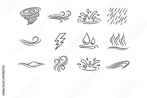 Generation stroke ripple splash sweep vector rain motion icon image wind drop