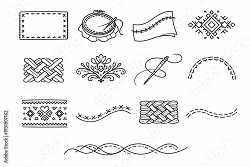 Textile vector fabric mark simple generation outline image handmade line icon sweep