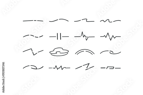 Calm mindful line paused sensing stroke image interruption icon curve vector simple