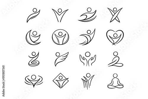 Six icons three four form five abstract icon vector personal marks nine