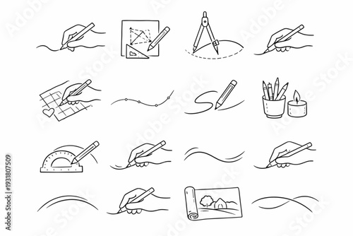 Generation icon vector calm image curve hand patient thoughtful simple steady stroke