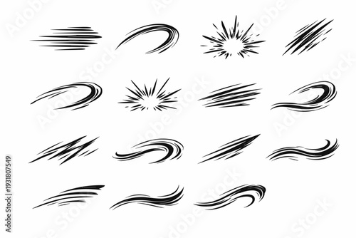 Generation speed kinetic curve action dash arc streaks image simple line icon