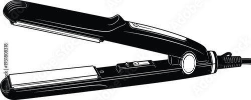 Black Hair Straightener with Cord and Buttons flat iron