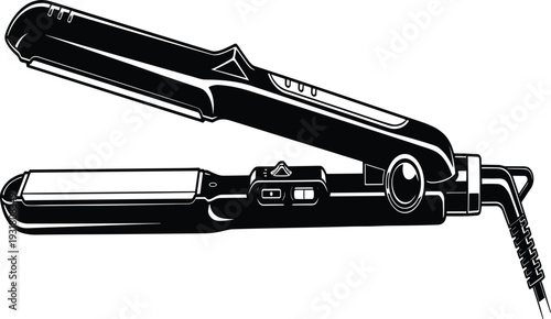 Black Hair Straightener with Cord and Control Buttons