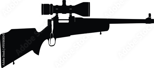 Black Silhouette of a Rifle with Scope and Bayonet Mount