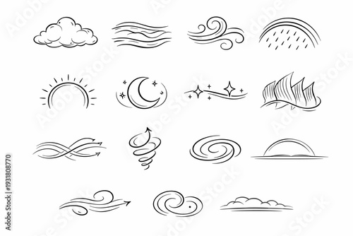 Generation lift current icon aurora simple sun layered arc misty crescent vector