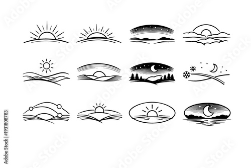 Twilight icon tilt generation band image sweep simple arc rim envelope vector