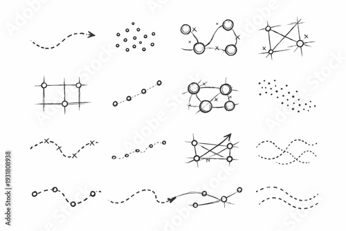 Vector alignment dotted simple path dots icon marks trail guiding image point