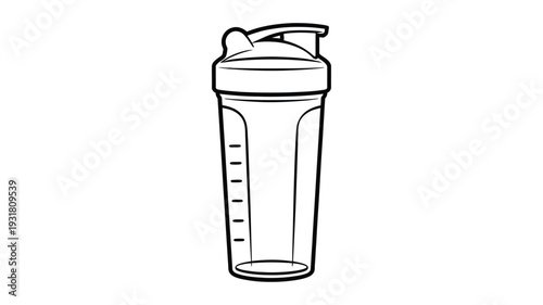Simple black and white line drawing of a protein shaker bottle