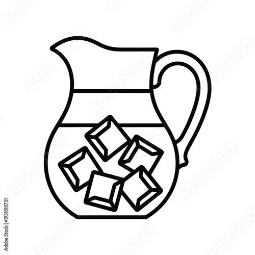 Simple line drawing of a pitcher filled with ice cubes