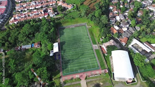 Aerial Drone Video Footage of Soccer Field Orbit