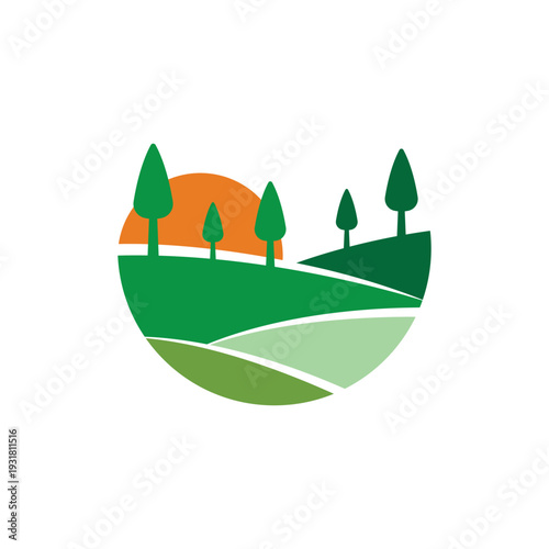 Landscape logo symbol design vector. simple flat logo template.