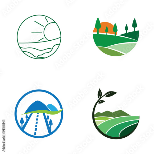 Landscape logo symbol design vector. simple flat logo template.