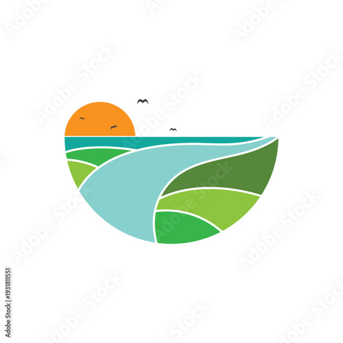 Landscape logo symbol design vector. simple flat logo template.