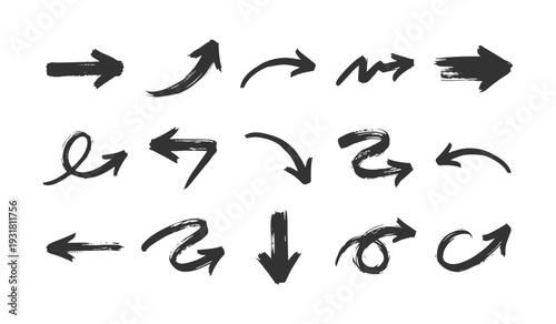 Collection of hand drawn arrows pointing in various directions