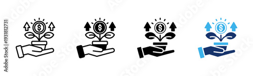 Investment Growth icon sheet multiple style collection
