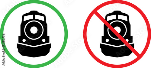 Train traffic signs for allowed and prohibited railway transport