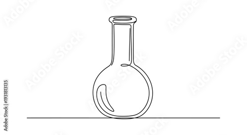 Minimalist Flask Drawing: Single Line Art Icon for Science and Chemistry
