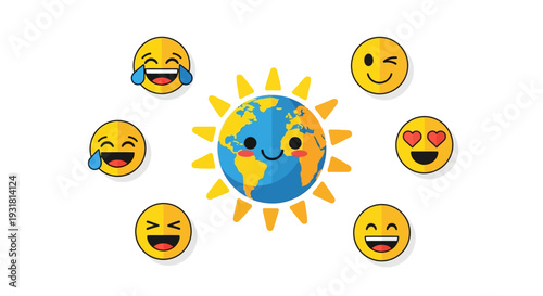 Funny Easter Egg Icon Set Smiley Faces Cartoon Vector Design