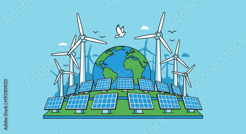 Save the planet with clean renewable wind energy powering a greener earth and sustainable future