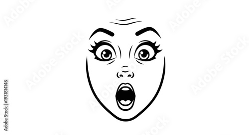 Funny cartoon style vector illustration of a scary abstract monster face with big eyes, teeth, and a smiling expression