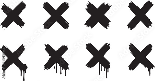 Set of black and white ink splashes with red yen money sign and negative arrow icon vector illustration for business web design mark