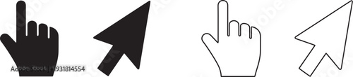 Computer mouse cursor and hand icons