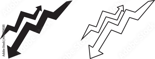 Zigzag arrows pointing downward in black and white