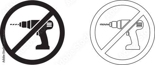 Prohibited drilling icons with drill images