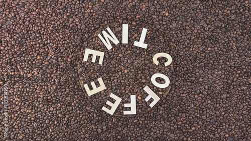 Rotating Coffee Time Circle  Stop Motion Animation with Coffee Beans 