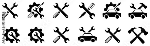 car service repair tools vector icons