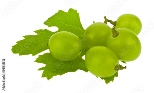 Green grapes isolated on white background.