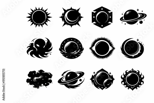 Abyssal medallion emblems icon grid dark mark vector emblem shadow nebula token