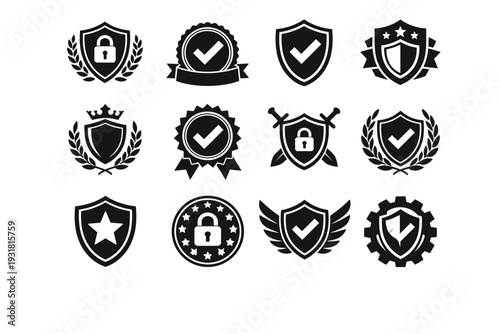 Protection symbol trust badge vector generation icon certified security crest simple image