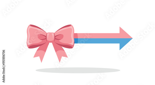 Gender Reveal Bow Arrow with Pink and Blue Colors On White Background.