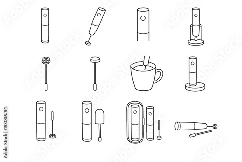Flush kitchen frother simplicity cordless matte milk modern fasteners design vector icon