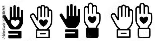 volunteer helping hands charity icon set