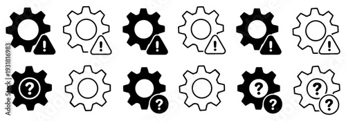 gear question technical support icon set