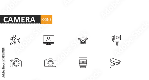 Collection of camera and photography related icons